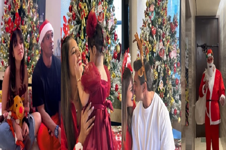 Karan turns Santa for daughter Devi, Bipasha soaks in happiness