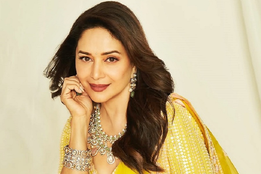 Madhuri Dixit opts for a gorgeous yellow lehenga this Basant Panchami