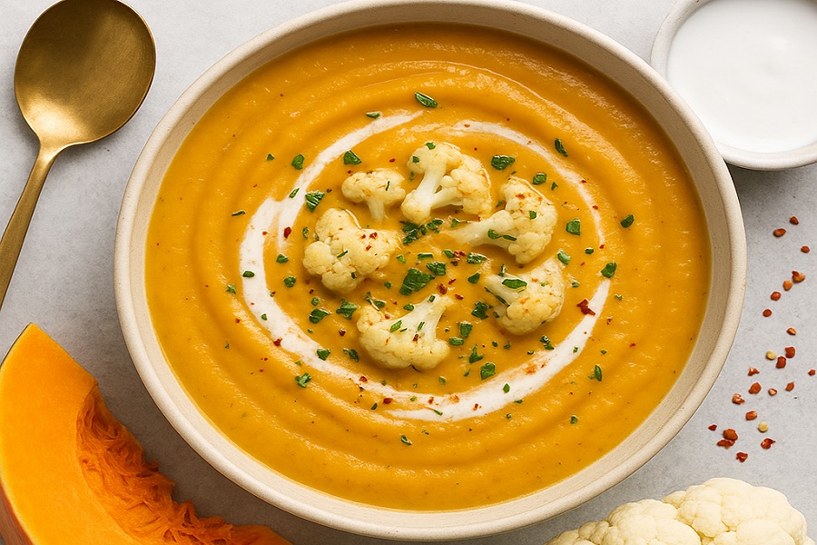 Pumpkin and Cauliflower Soup Delight