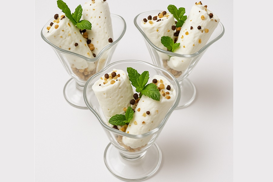 Rolled Ice Cream Delight with Mint