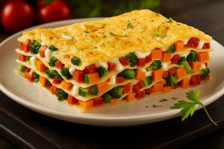 Vegetable Lasagna with Herb Garnish
