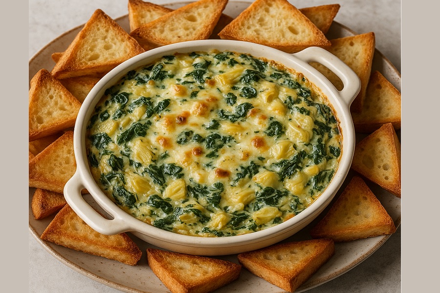 Spinach and Artichoke Dip with Toasted Bread