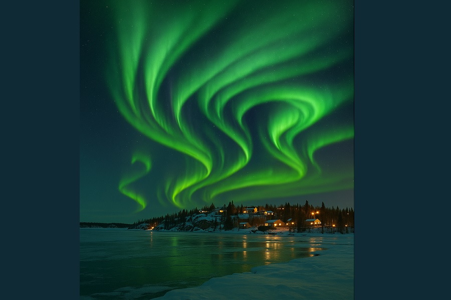 Northern Lights Over Yellowknife Lake