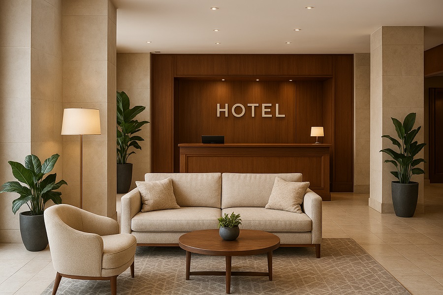 Elegant Hotel Lobby Décor: A Blend of Warmth, Minimalism & Luxury