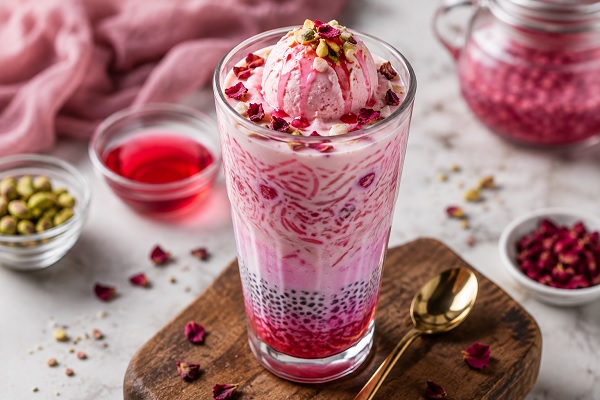 Rose Falooda: A Delicious Blend of Rose Milk, Ice Cream  Falooda