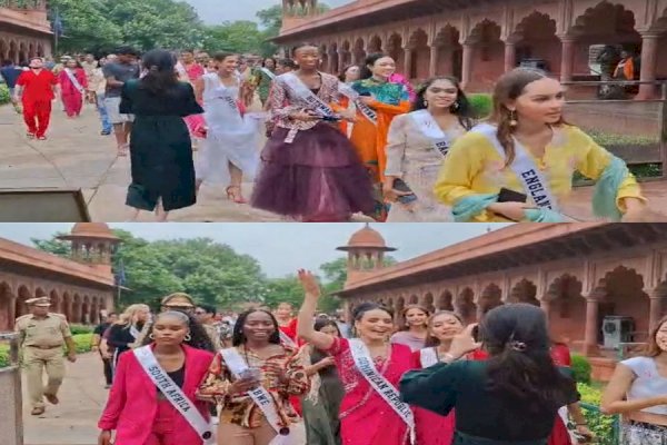 Beauties from 30 countries say 'wah Taj' as they visit Taj Mahal