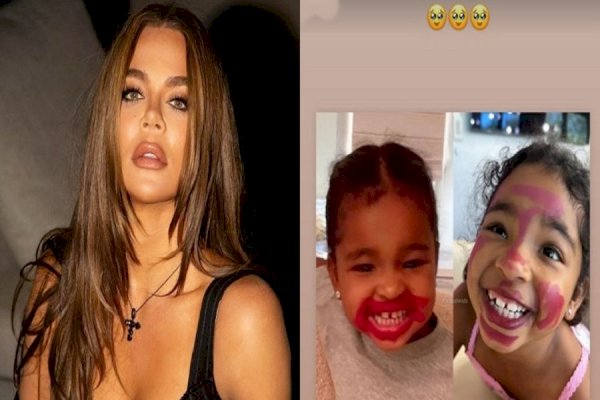 Khloe Kardashian shares video of daughter True's face covered in lipstick