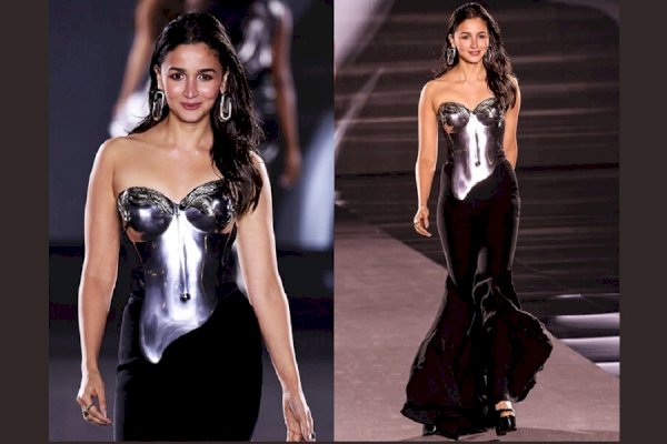 Alia dazzles in silver breastplate by Gaurav Gupta for Paris Fashion Week debut