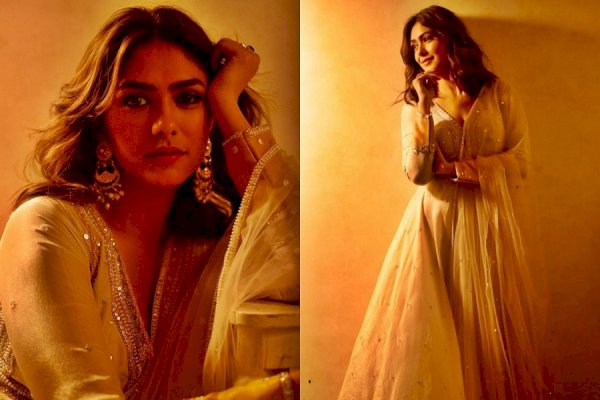 Mrunal Thakur showcases her golden look in dim lighting