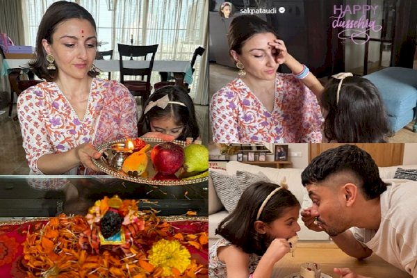 Soha shares glimpses of Dussehra celebrations, hubby Kunal pulls off Garba moves