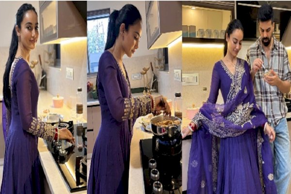 Newly married Surbhi Jyoti cooks halwa for hubby Sumit Suri