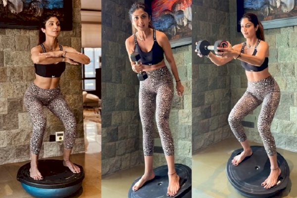 Shilpa Shetty shows how to achieve balance with Bosu ball workout