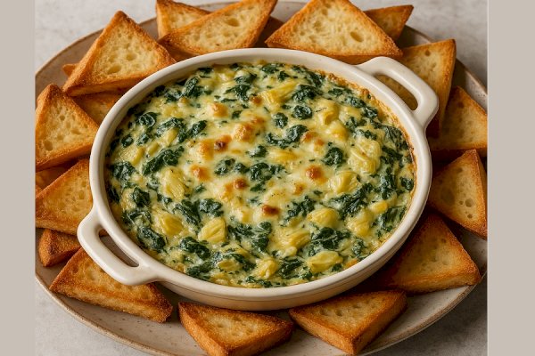 Spinach and Artichoke Dip with Toasted Bread