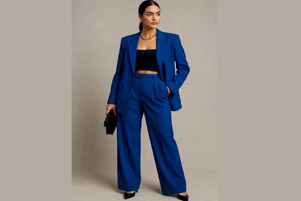 Confident Elegance in Cobalt Blue: A Bold Statement of Style