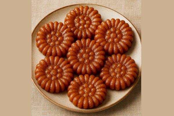 Traditional Yakgwa Cookies on Rustic Plate