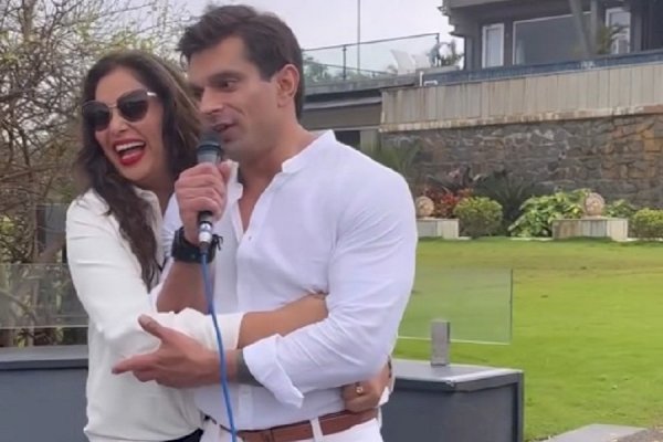 Bipasha Basu hugs hubby Karan as he channels his inner Elvis Presley