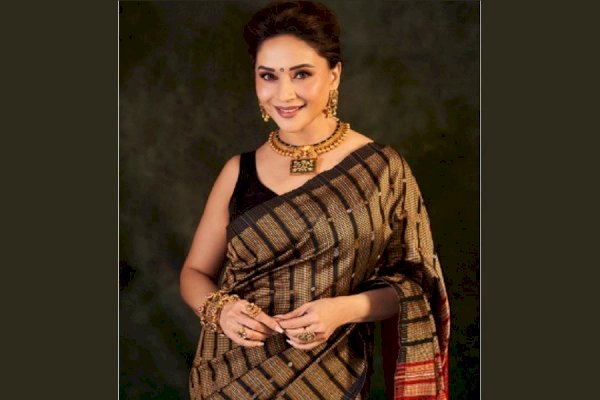 Madhuri Dixit stuns in her Sonepuri silk saree, carries 'quiet grace on every fold'