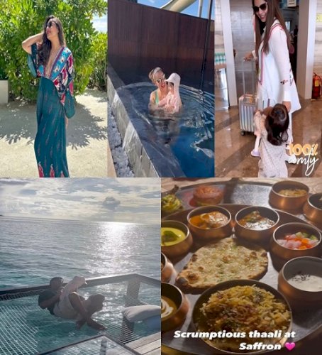 From indulging on thalis to enjoying in pool: Bipasha shares glimpses of her family Maldivian holiday