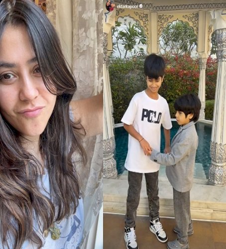 Ektaa Kapoor's family trip with son Ravie & nephew Laksshya is all about smiles