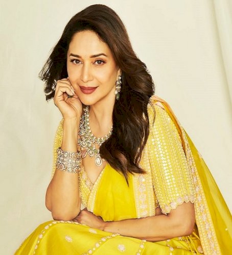 Madhuri Dixit opts for a gorgeous yellow lehenga this Basant Panchami