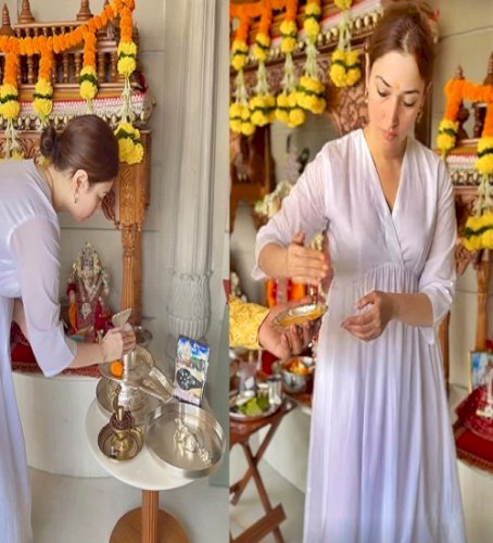 Tamannaah Bhatia offers prayers to Lord Shiva during Maha Shivratri