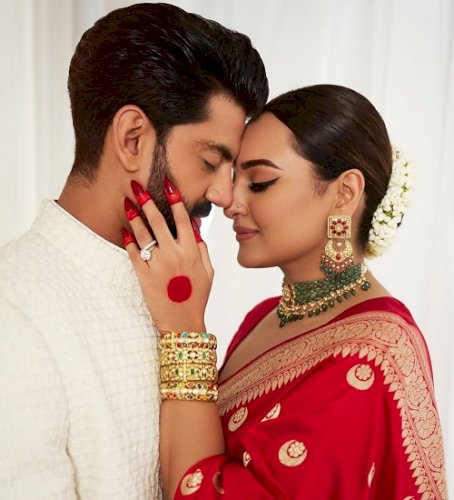 Sonakshi Sinha gets her make-up done by husband, latter says, ‘I'm bored already’