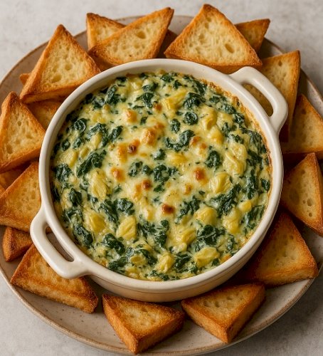 Spinach and Artichoke Dip with Toasted Bread