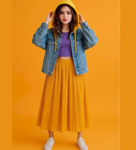 Vibrant Fashion Portrait with Denim Flair