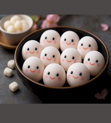 Smiling Mochi in Gold-Rimmed Bowl Recipe