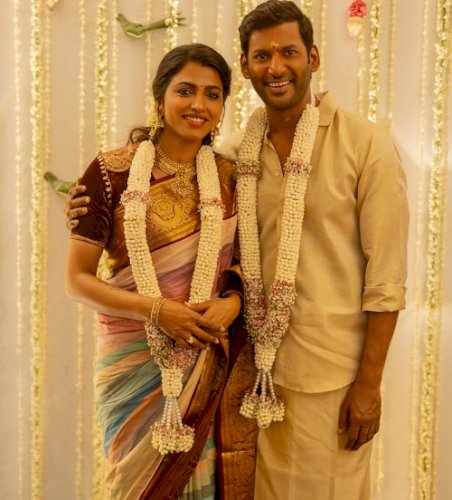 Actor Vishal gets engaged to actress Sai Dhanshika on his birthday