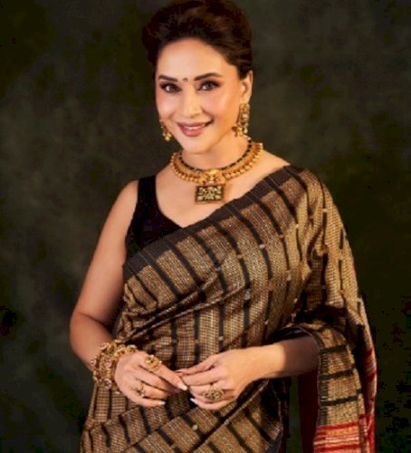 Madhuri Dixit stuns in her Sonepuri silk saree, carries 'quiet grace on every fold'