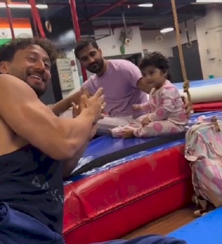 Jackie Shroff shares adorable video of Tiger Shroff cheering as toddler attempts headstand