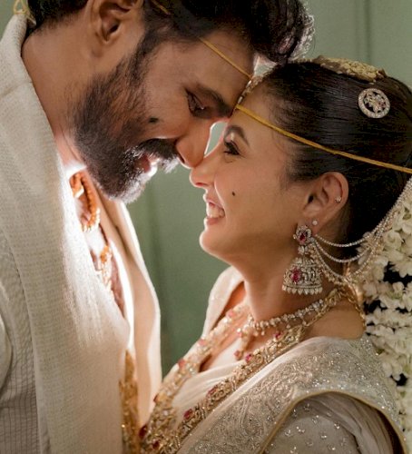 Actor Bellamkonda Sai Sreenivas weds Kavya in a traditional ceremony in Tirumala