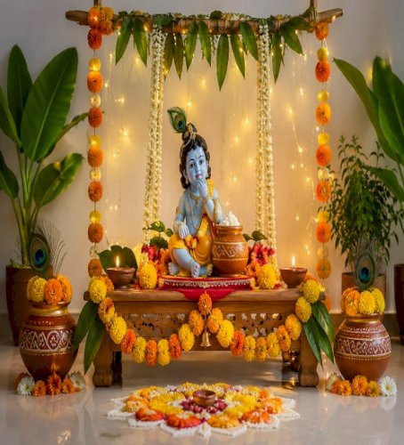 Simple Krishna Janmashtami Decoration at Home