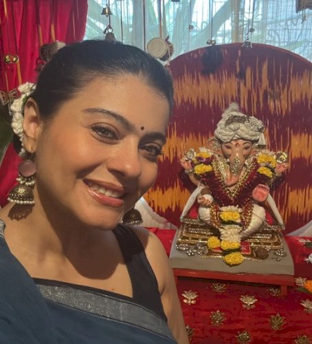 Kajol wears daughter Nysa’s gifted saree as she visits Ganpati pandal for Bappa’s darshan