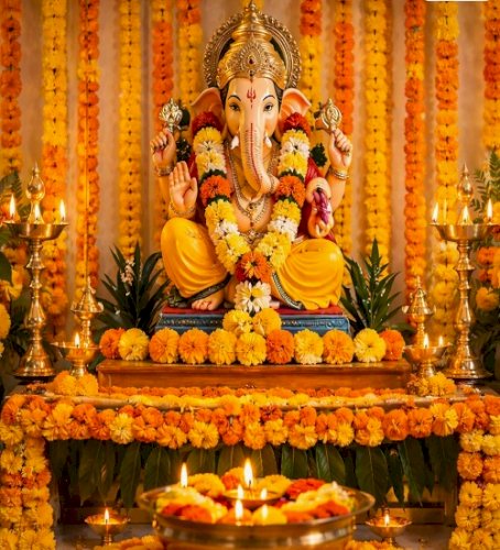 Marigold Flower Ganpati Decoration Ideas for a Beautiful Festive Setup