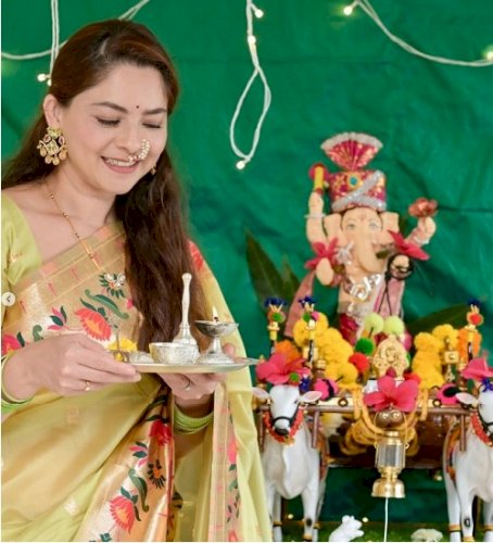 Sonalee Kulkarni talks about family’s eight-year Ganpati tradition, shares this year’s farmer-themed idol